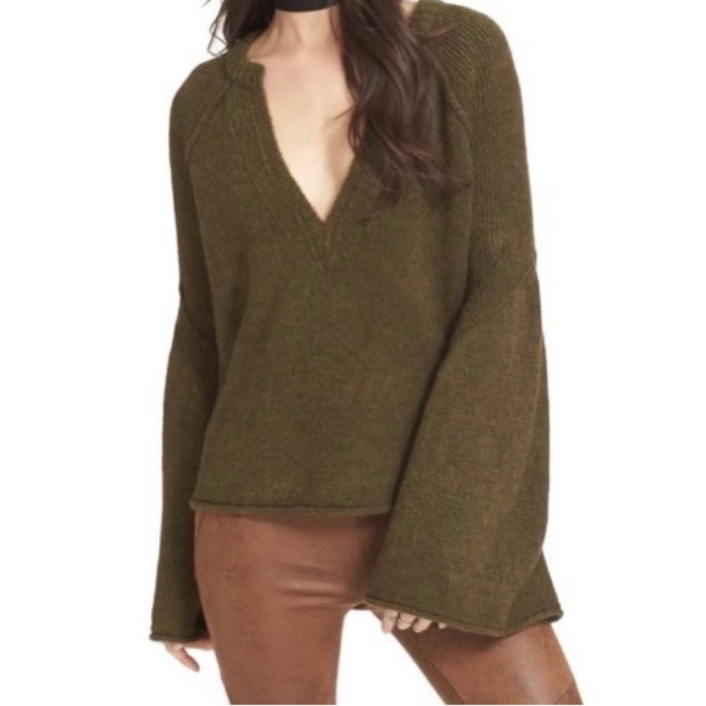 Free People Lovely Lines Bell Sleeve Sweater XS Oversized